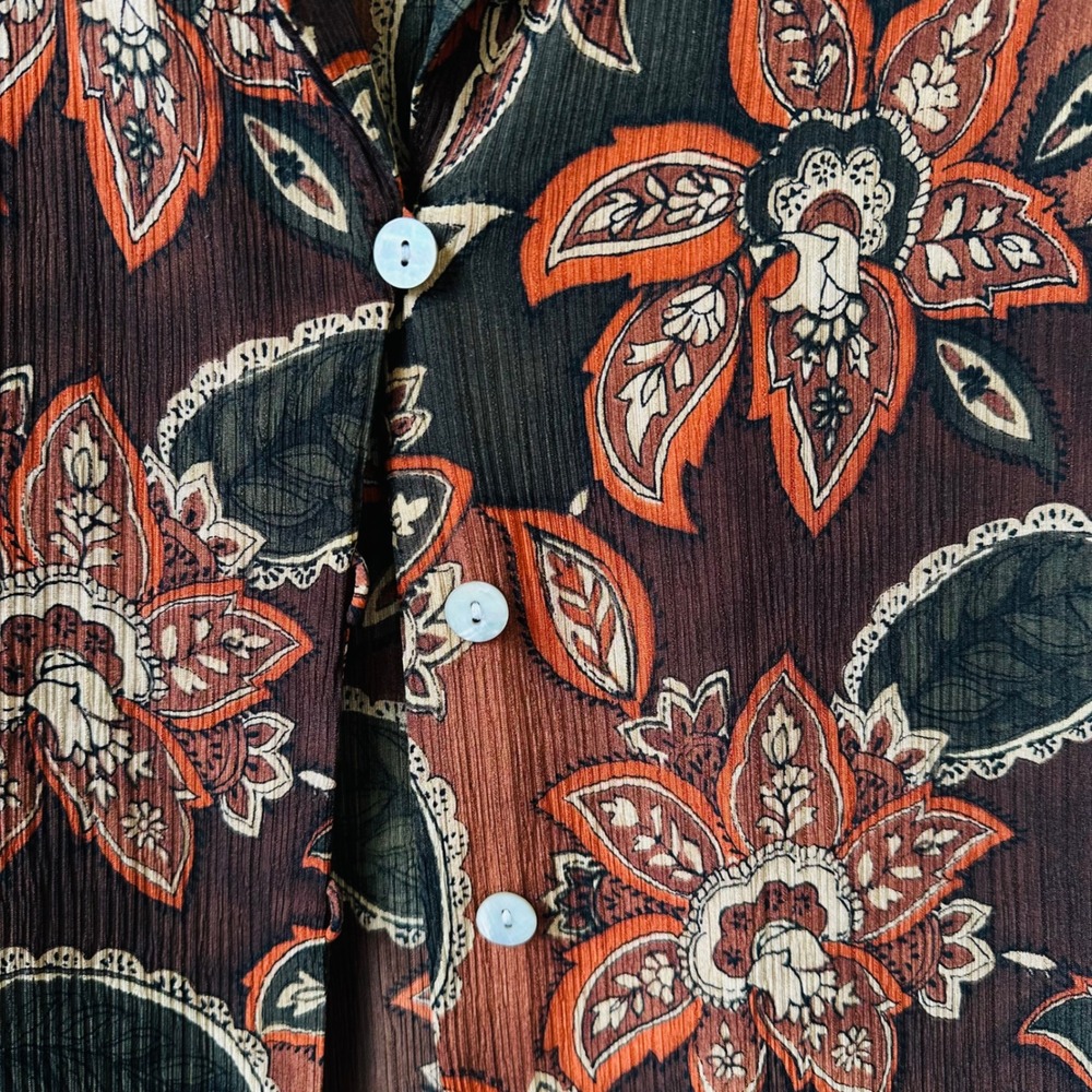 Vintage Y2K Amanda Smith Pure Silk Paisley Floral Sheer Button Up M - Picture 4 of 8